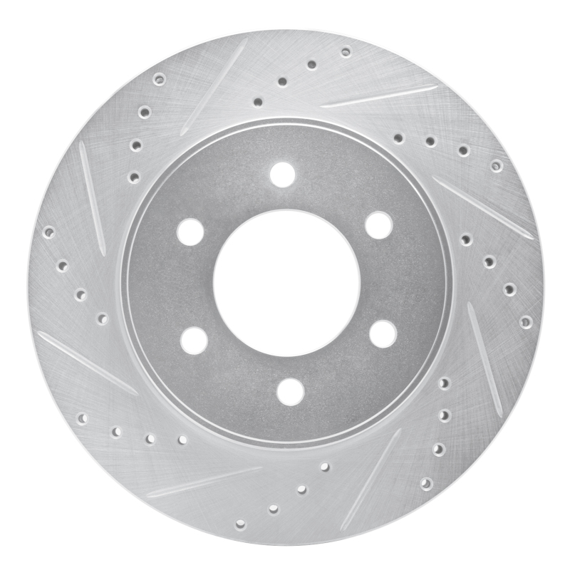Ford F-150 Brake Rotor (1) - Front Left - R1 Concepts - Drilled & Slotted - Silver - `04-`08